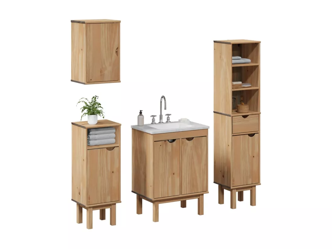 Ensemble de meubles salle de bain 4 pcs OTTA bois de pin massif