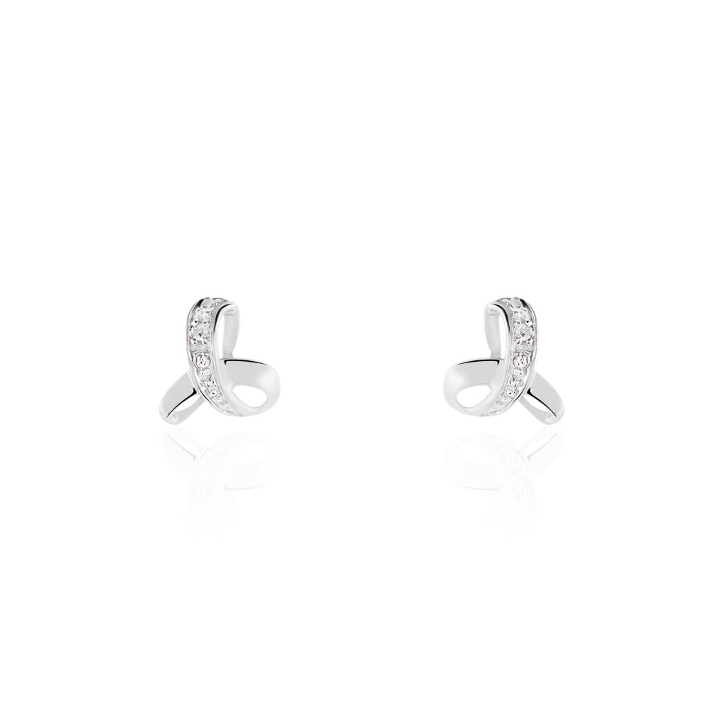 Boucles D'oreilles Puces Volute Or Blanc Diamant