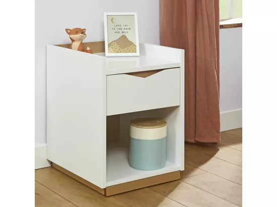 Chevet enfant avec tiroir panneaux de fibres blanc NAIS