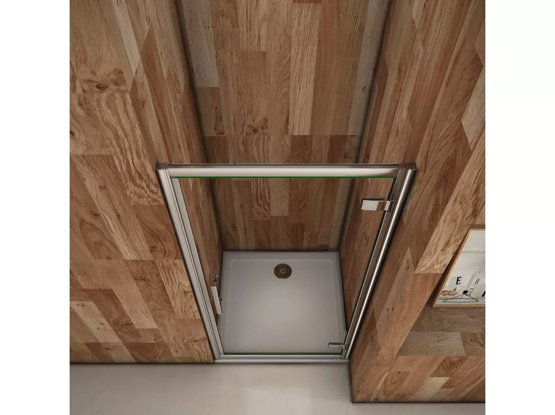 Porte de douche 80x185cm en 6mm verre de sécurité transparent, porte de douche pivotante à charnière