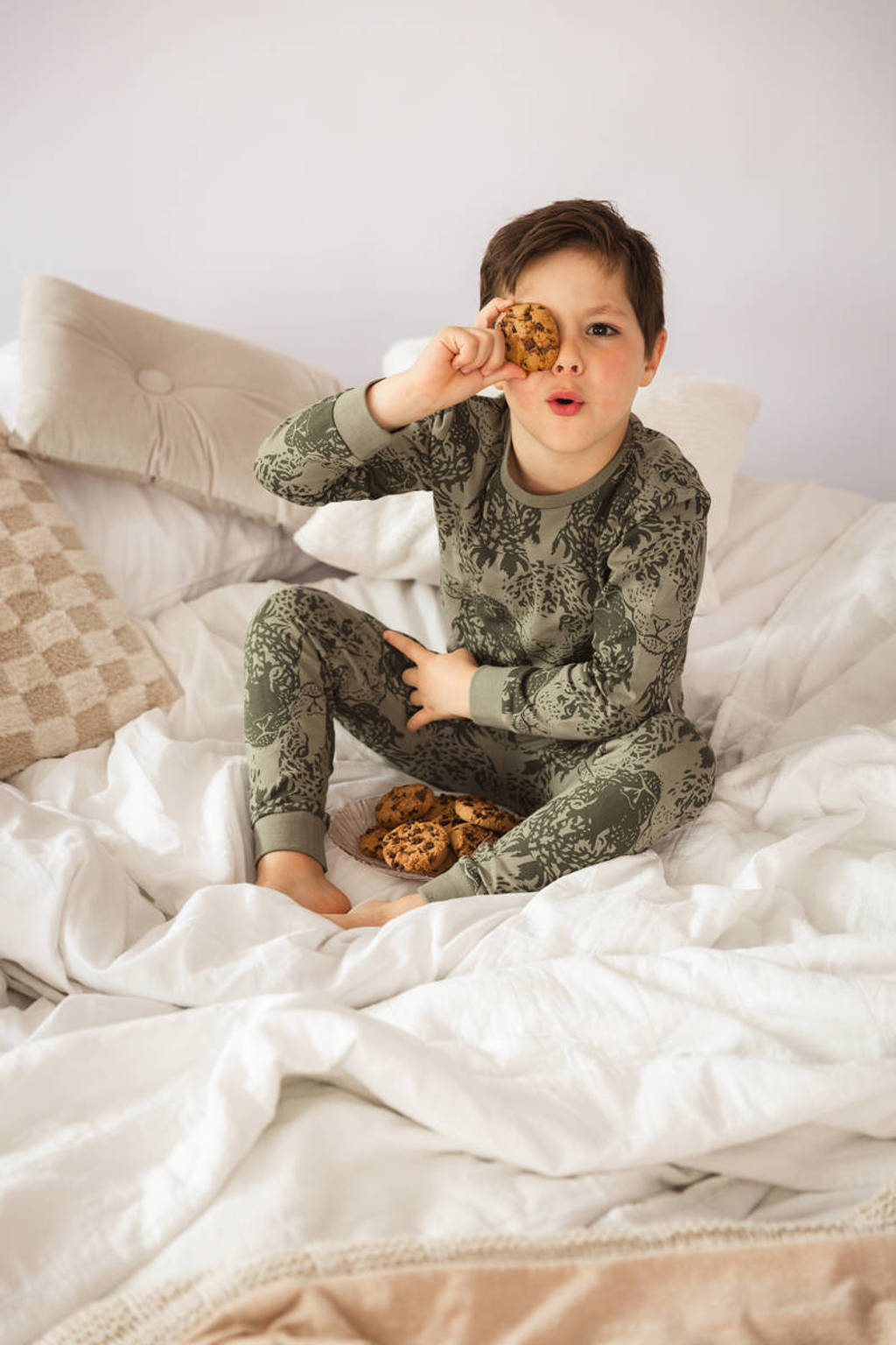 Quapi pyjama PUCK met dierenprint olijfgroen/donkergroen