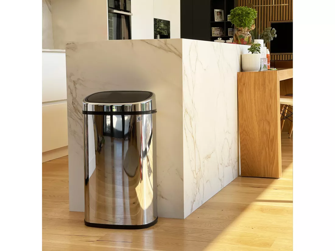 Poubelle de cuisine push CITY Argent Acier inoxydable 58 L