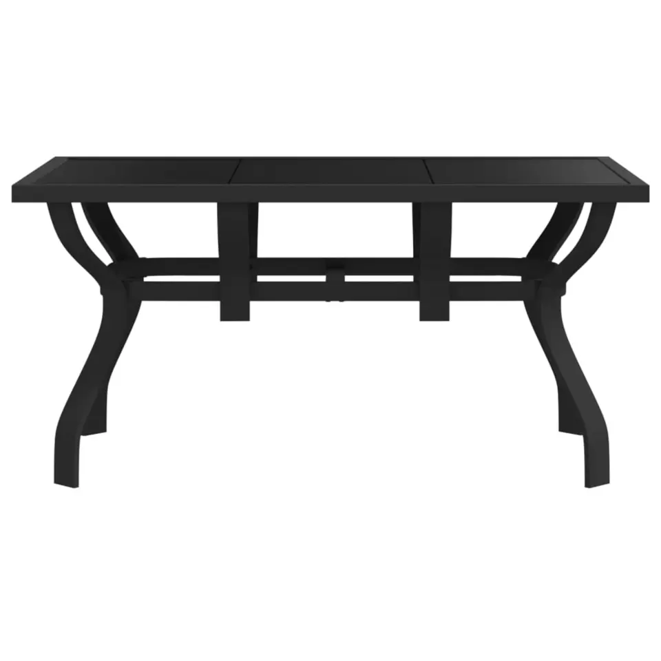 vidaXL - Tuintafel - Zwart - Staal en glas - 140 x 70 x 70 cm