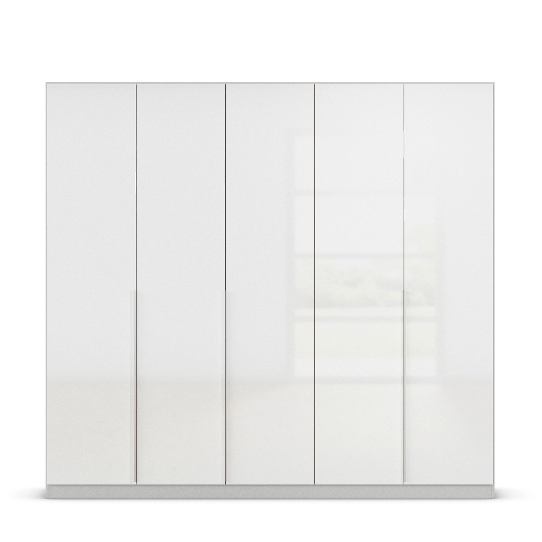 Drehtürenschrank - weiß Hochglanz-seidengrau - 5-türig - 226x210 cm