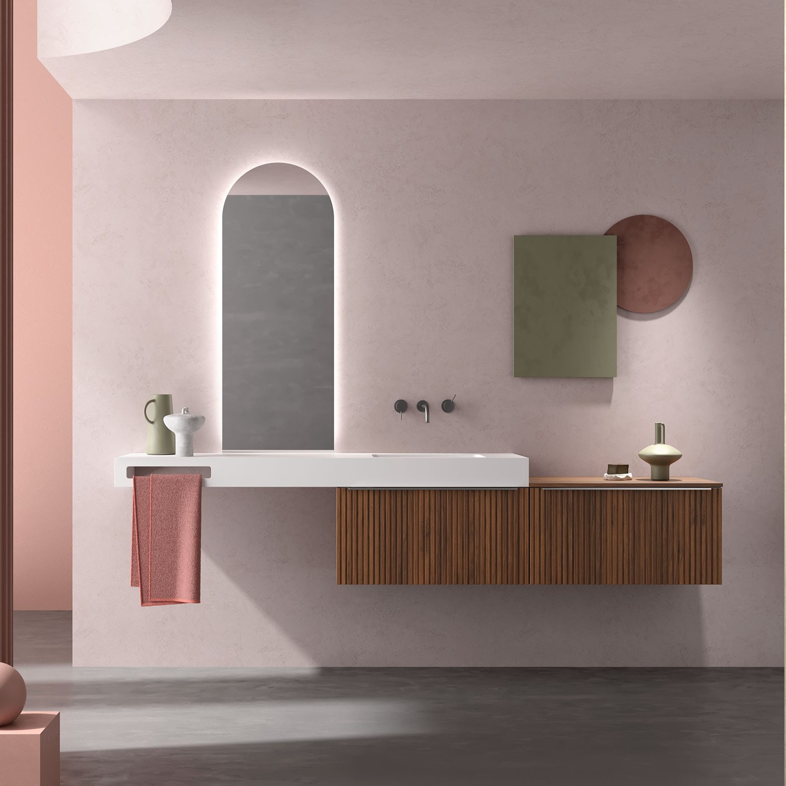Muebles Raya onderkast ribbelfront 80cm met 1 softclose lade en binnenlade walnoot