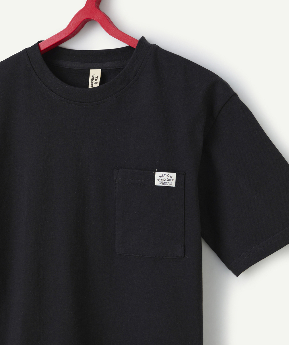 t-shirt manches courtes garçon en coton bio noir