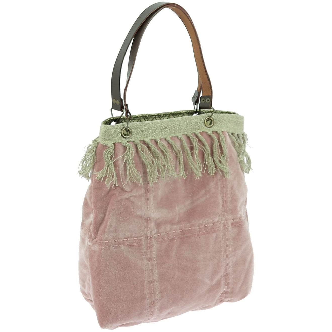 En Fil d'Indienne Sac Cabas Medium Boho rose poudre - 40x40x12 cm