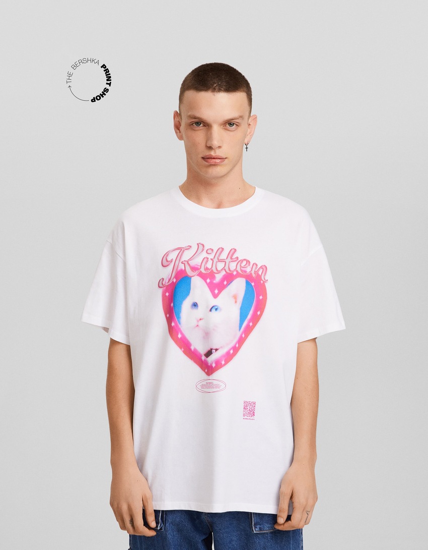 Camiseta de manga curta com estampa da Bershka Wearable Art