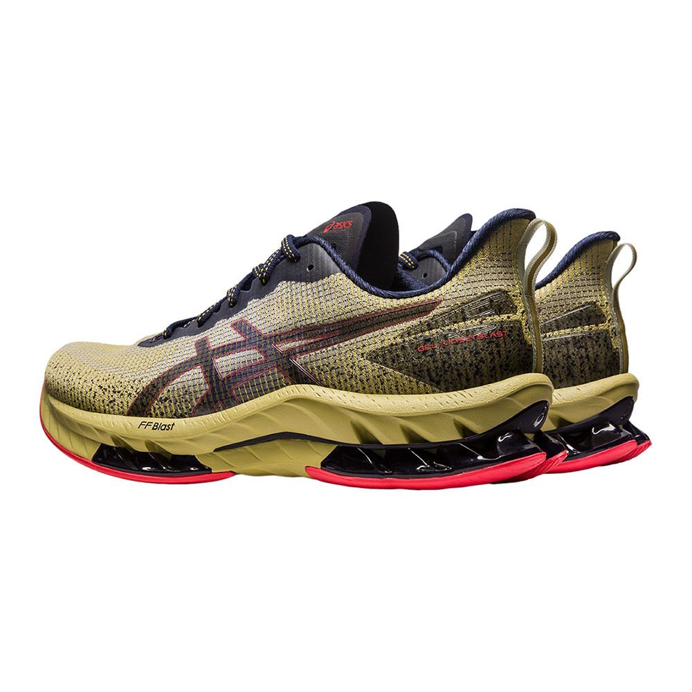 Asics GEL-KINSEI BLAST LE 2 - Chaussures running Homme olive oil/electric red