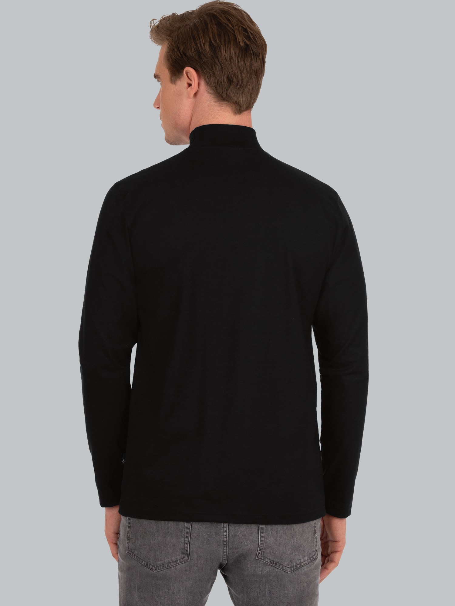 Langarm Shirt mit Stehkragen Schwarz