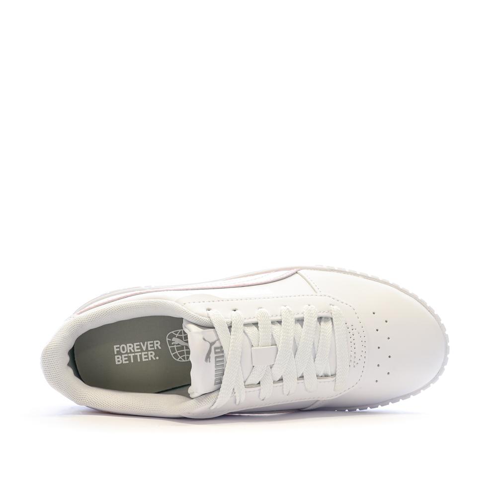 Puma Baskets Blanches/Rose Brillant Fille Puma Carina 2.0