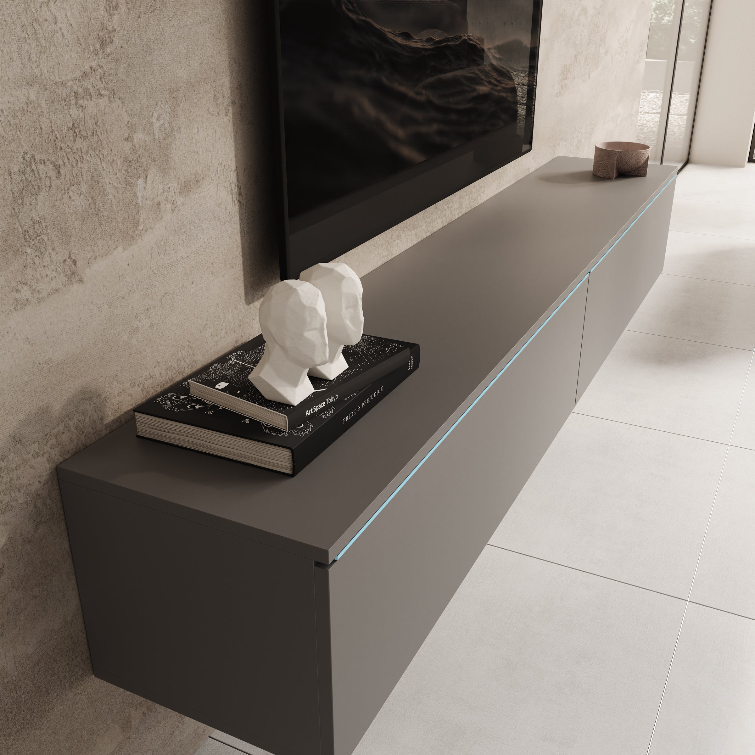 Dixon - TV-Meubel - Grijs - 180x33x30 cm