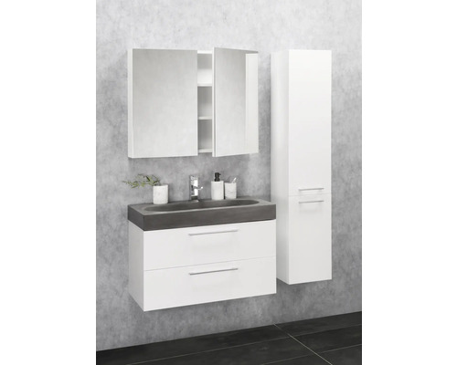 Differnz Somero spiegelkast, 80 x 13 x 66 cm, wit hoogglans, 2-deurs