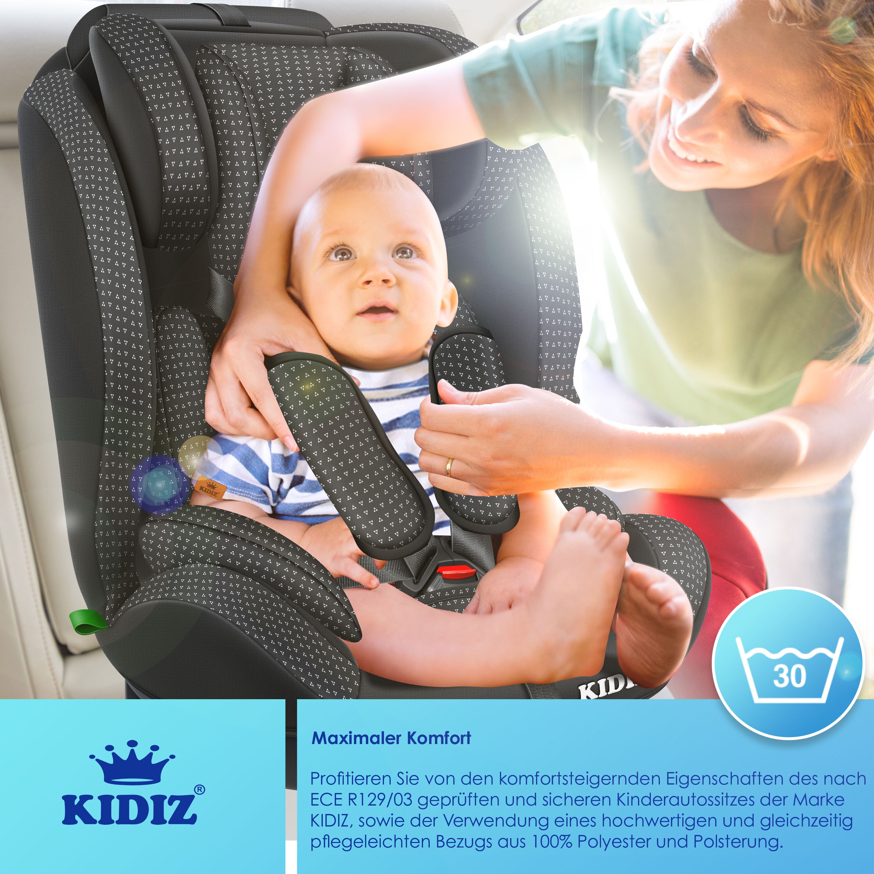 KIDIZ® Autokindersitz Kindersitz Kinderautositz | Autositz Sitzschale | 9 kg - 36 kg 1-12 Jahre | Gruppe 1/2/3 | universal | zugelassen nach ECE R129/03 | 6 verschiedenen Farben |