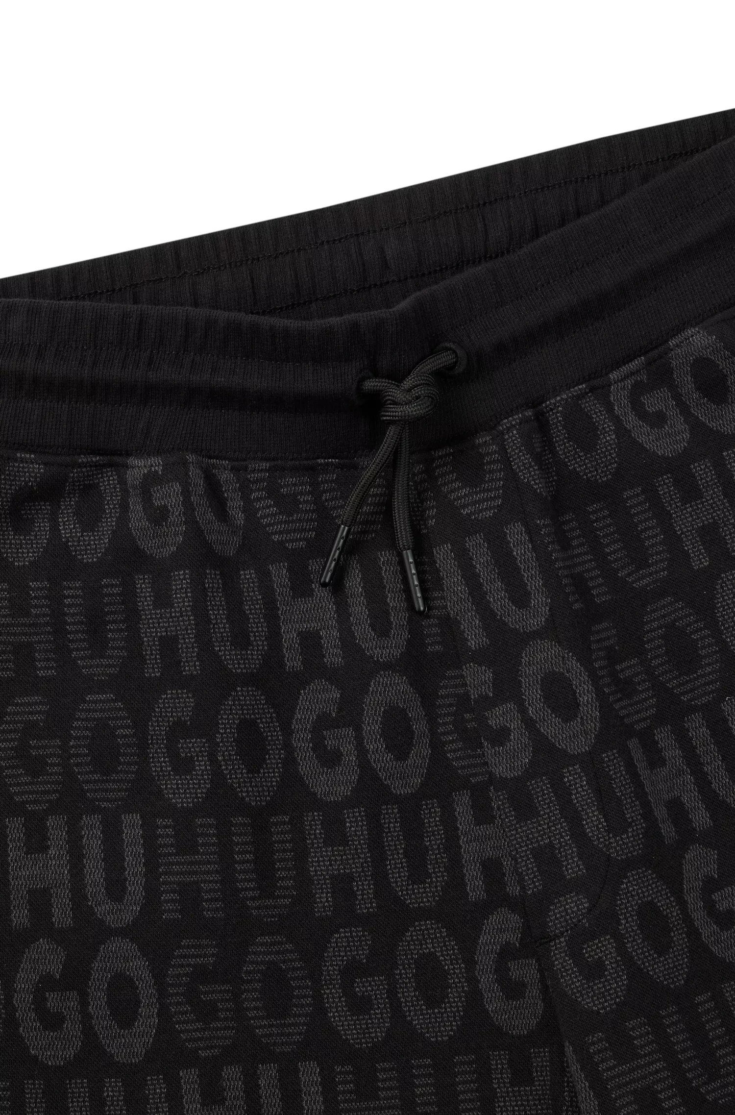 Calça de fato de treino HUGO em algodão vermelho com cintura ajustável por cordão e jacquard com monograma.