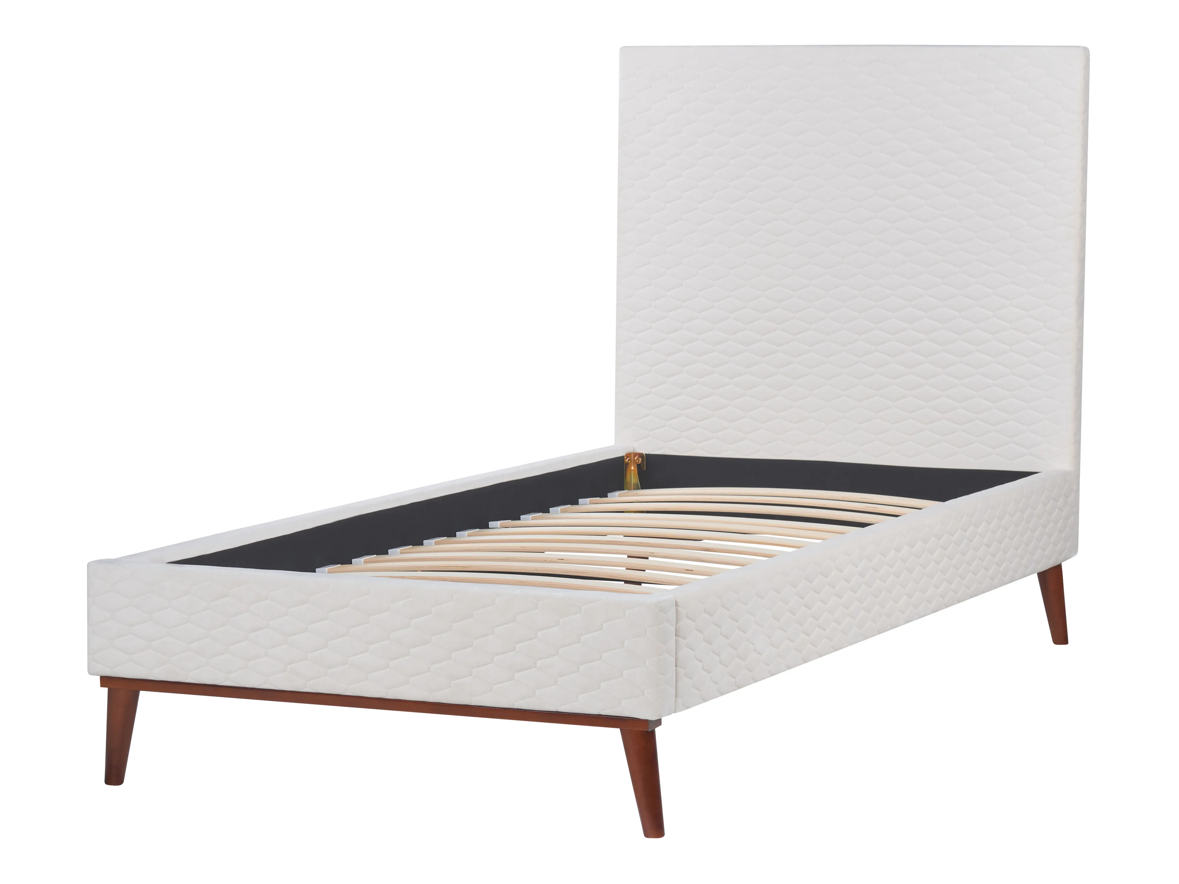 Bed Fluweel BAYONNE 90 x 200 cm Gebroken wit