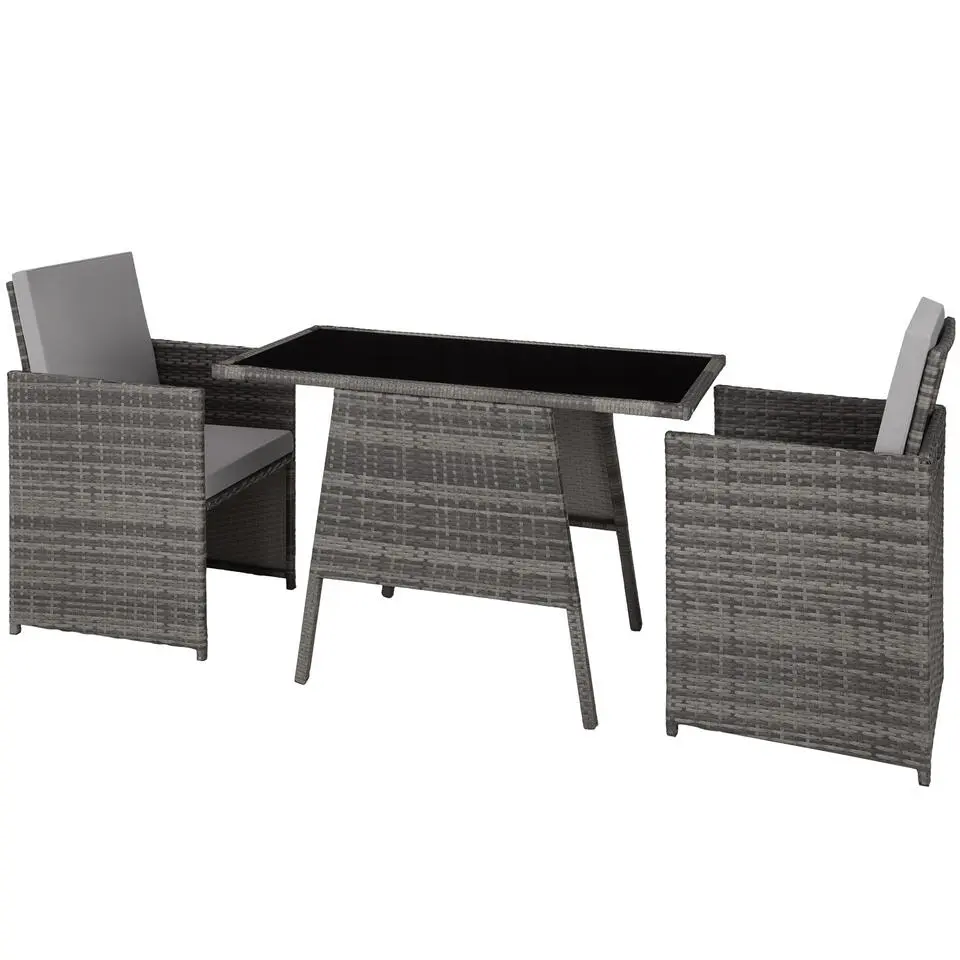 tectake Wicker tuinset Lausanne 2 1 - Grijs
