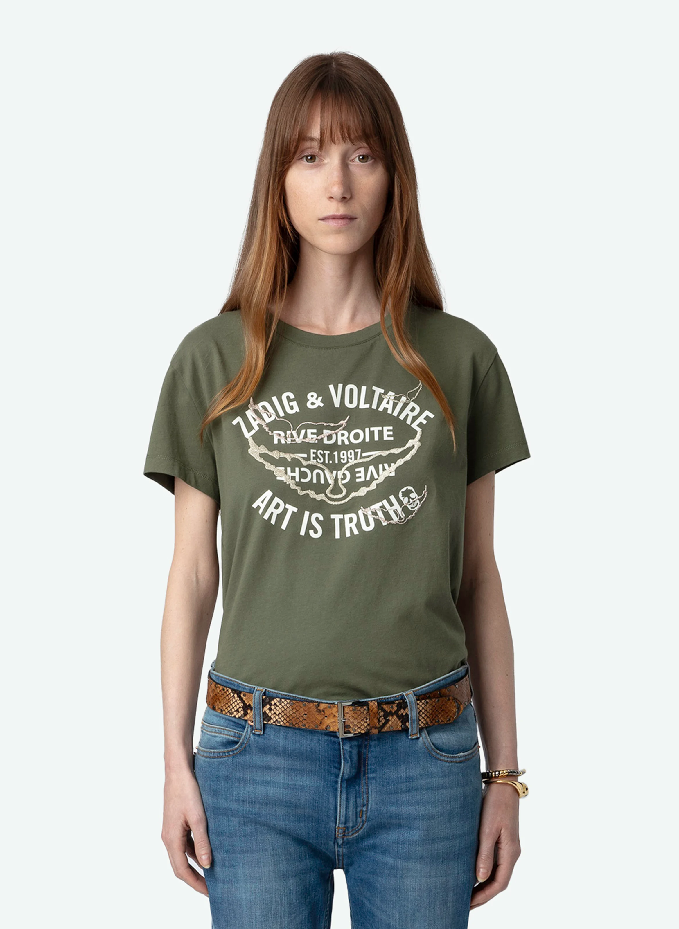 WALK - Tee-shirt droit col rond en coton bio sérigraphié | Vert
