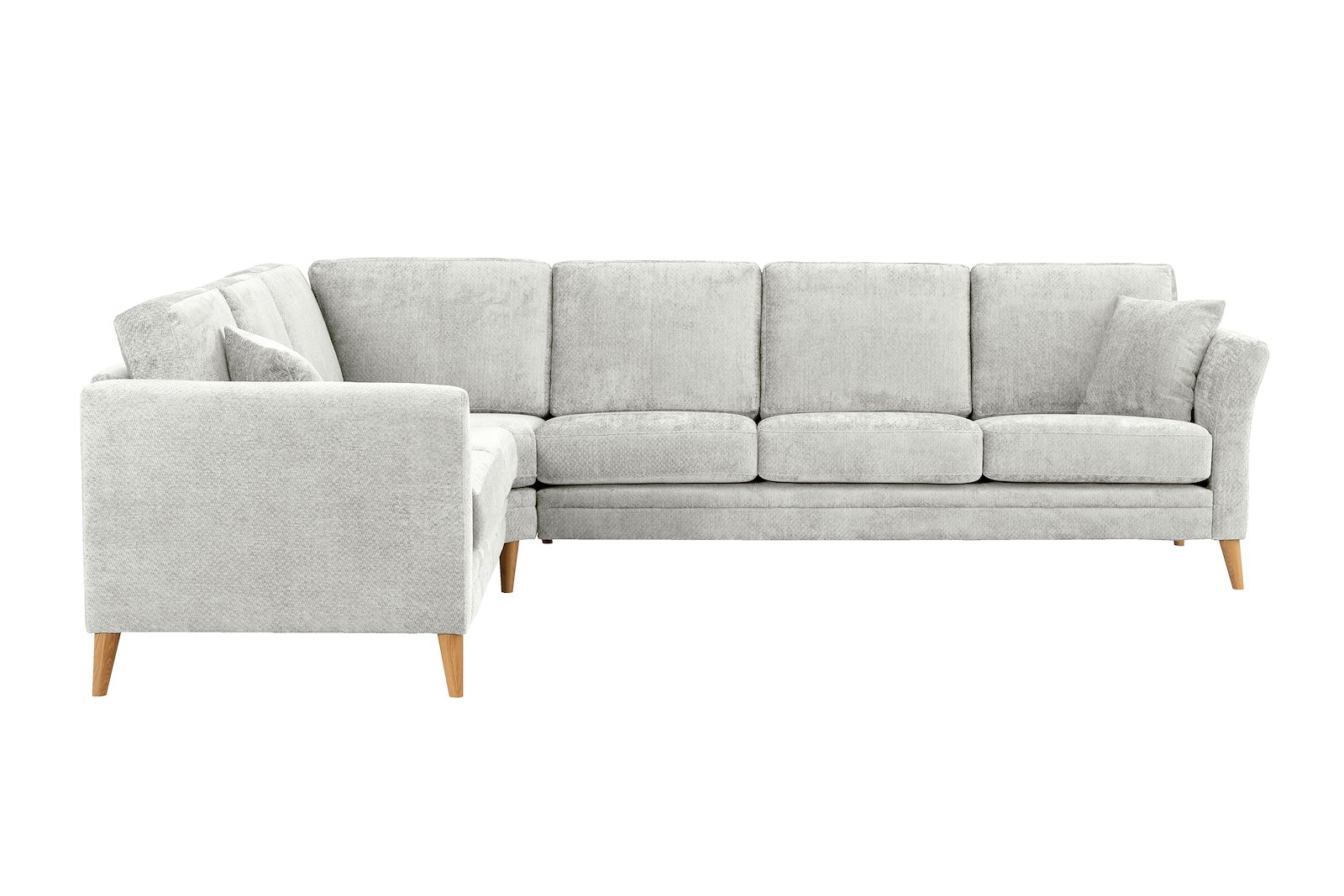 Eden hjørnesofa 23 hjørne i tekstil Movie 3/1 Light Grey med ben i eik natur (15137).