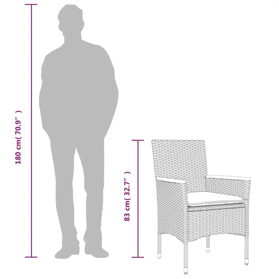 vidaXL - Tuinstoelen - Kussens - Grijs - Poly rattan - 2 stuks