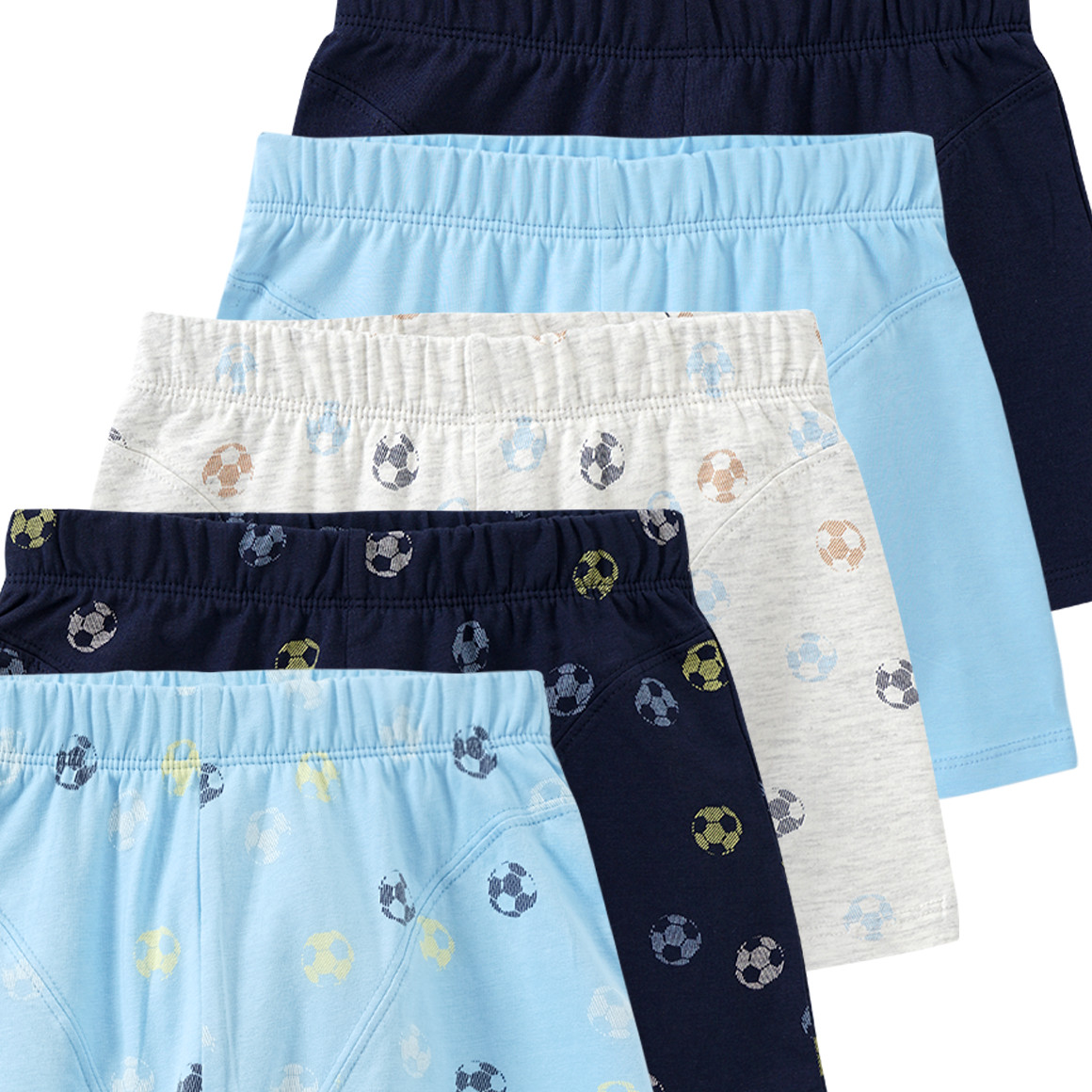 Yigga 5 Jungen Boxer mit Bio-Baumwolle hellblau / dunkelblau / creme