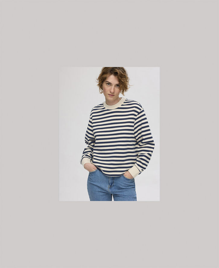 Selected Femme SLFELISE LS CREW NECK SWEAT B Dark sapphire/sandshell stripes