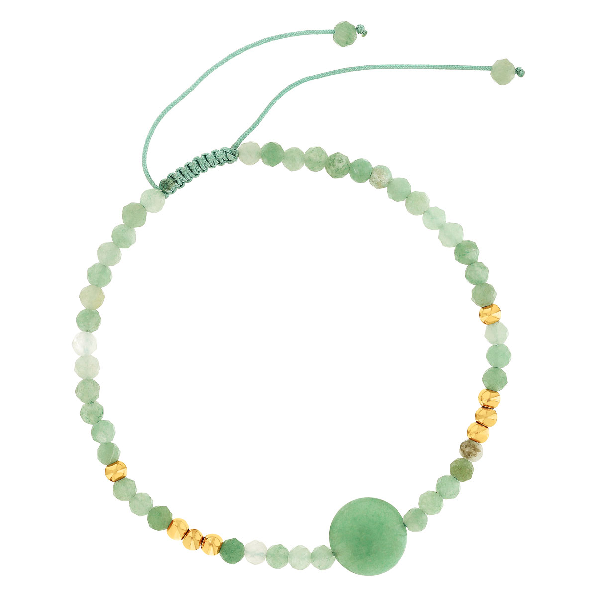 Bracelet cordon coton vert aventurine verte et amazonites