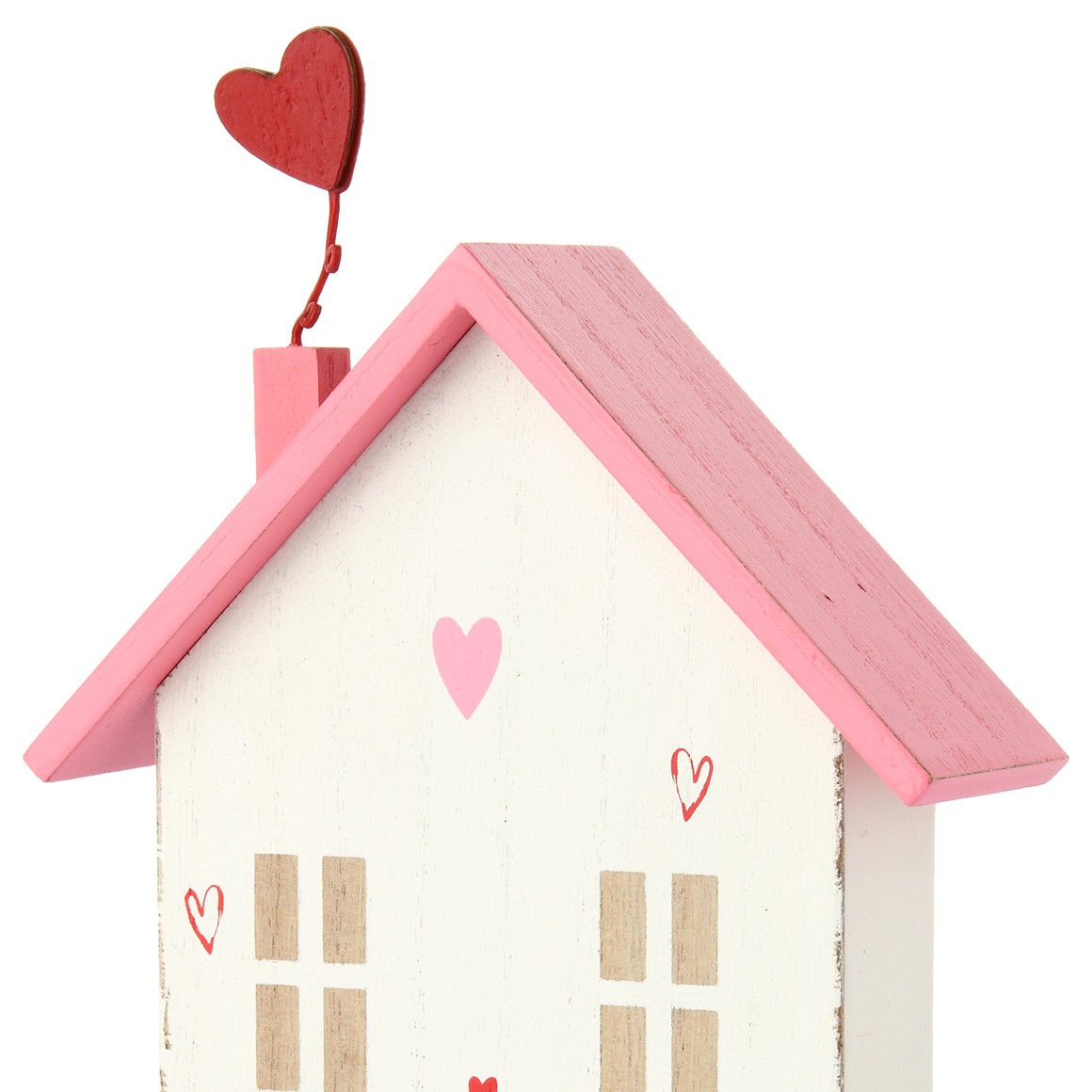 Deko-Haus mit Schriftzug weiss / rosa