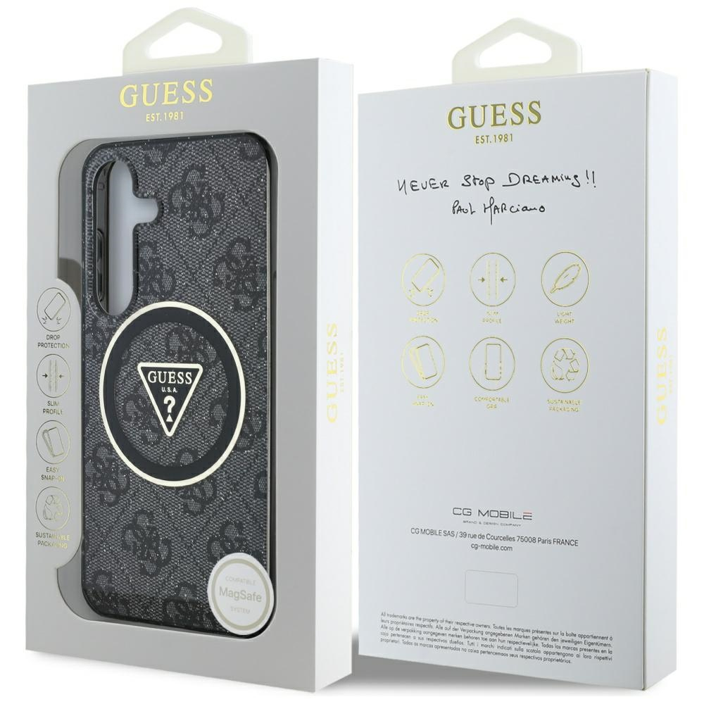 Samsung Galaxy S25  Plus Hardcase Hülle 4G Glitter Triangle Buttons MagSafe-Modul (GUHMS25MHG4PRTGK) - Schwarz