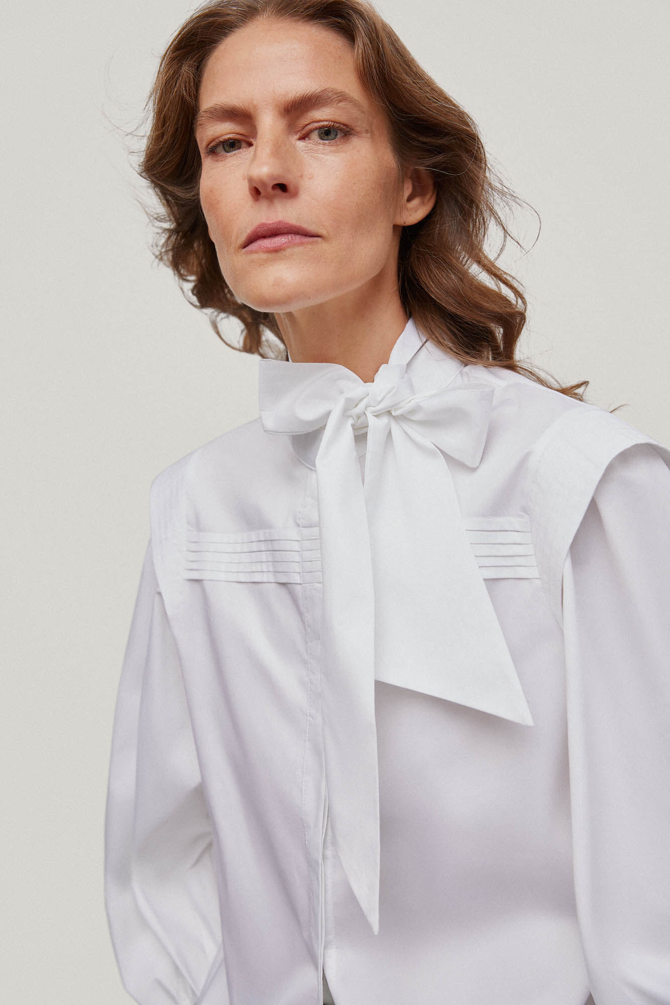 Blusa de popeline com laço - Branca