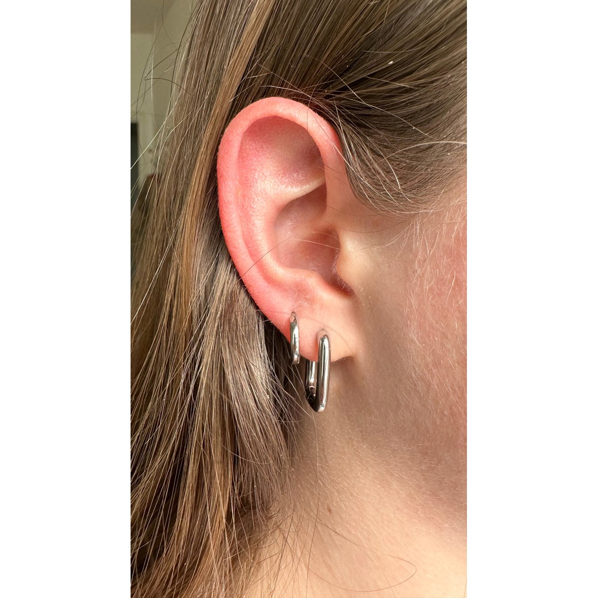 Boucles d'oreilles anneaux carrés Ambre
