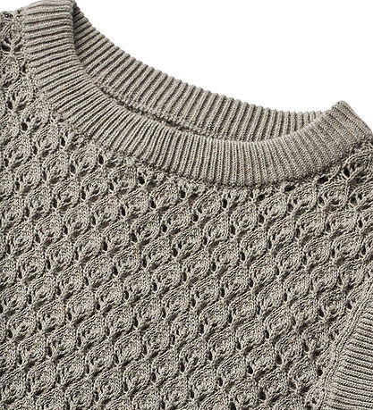 Wheat Weste - Strick - Saga - Warm Grey Melange m. Lochmuster