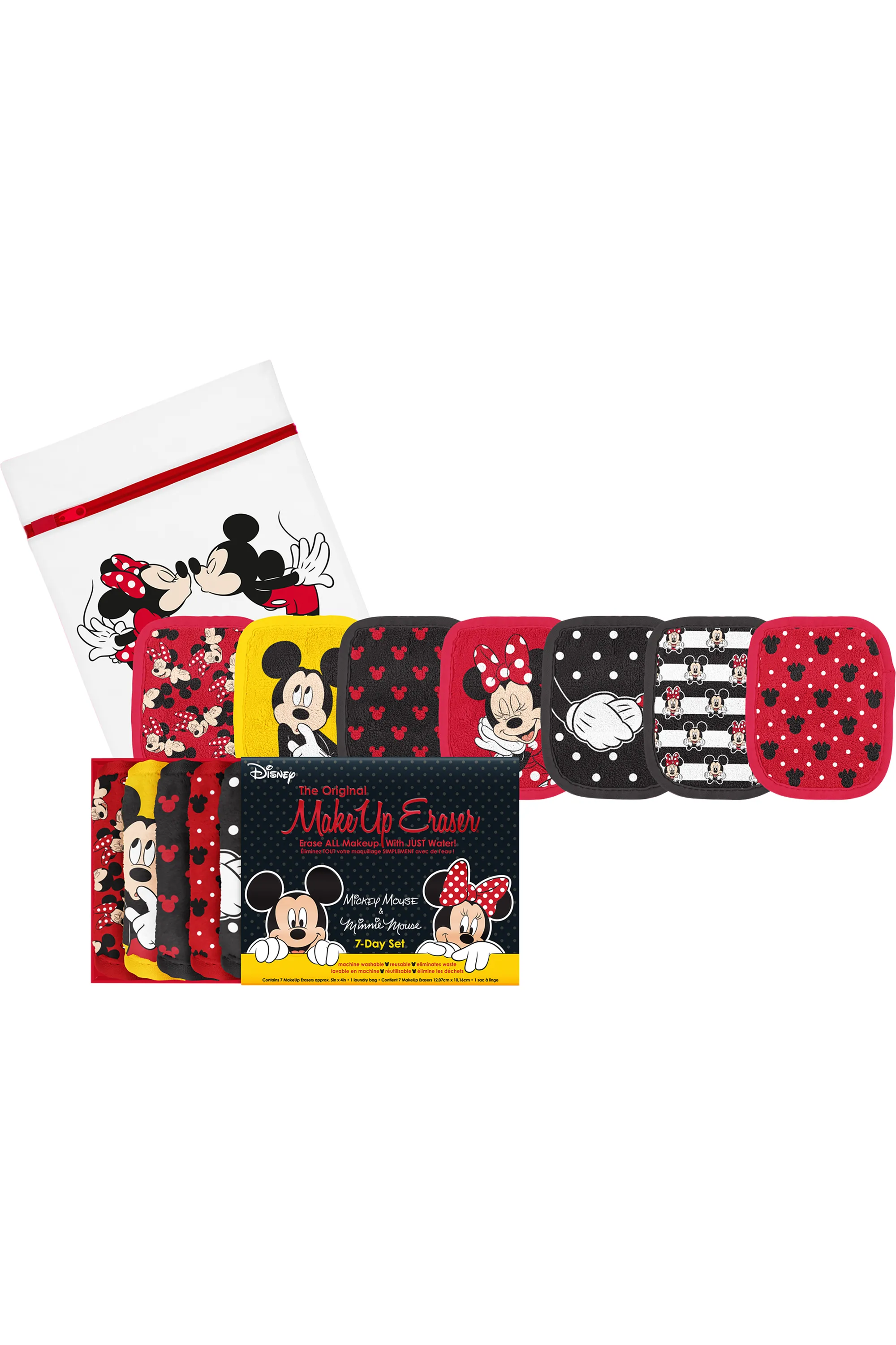 Makeup Eraser Kit de 7 serviettes démaquillantes réutilisables Mickey et Minnie