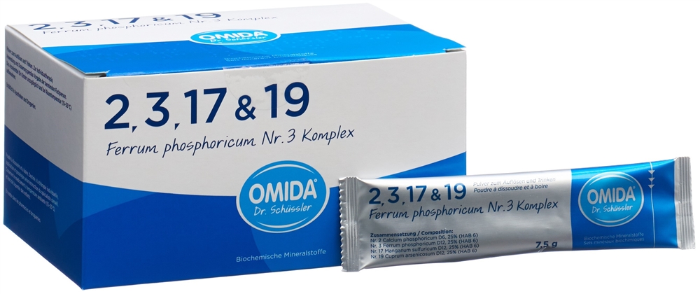 Omida Nr3 Ferrum phosphoricum Komplex<br>30 Stück, Beutel, Pulver