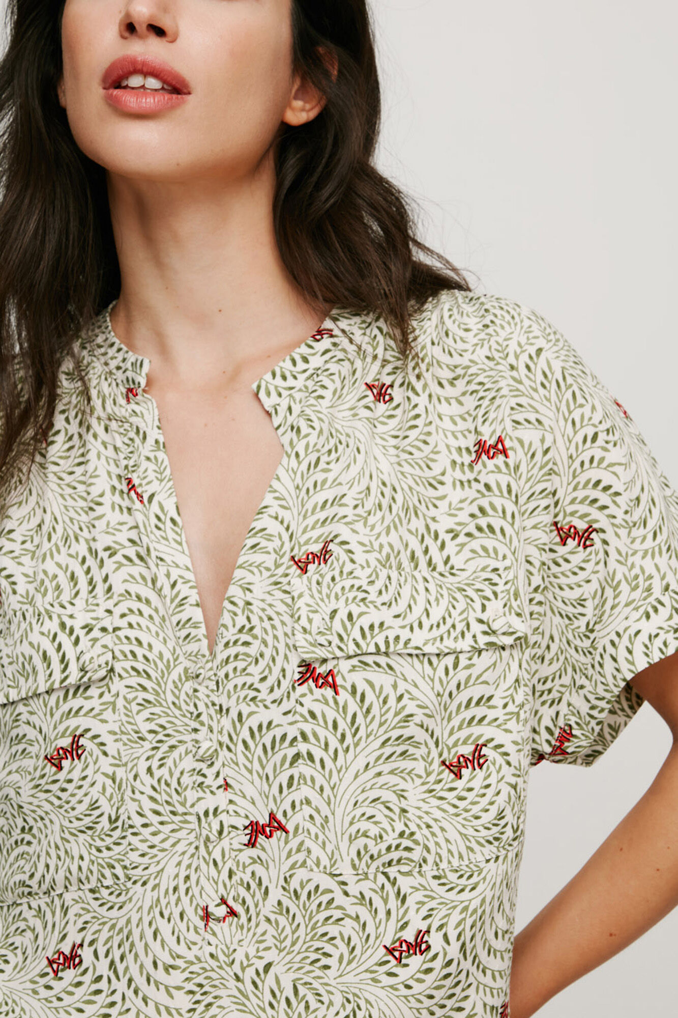 Blusa de manga curta - Cinza