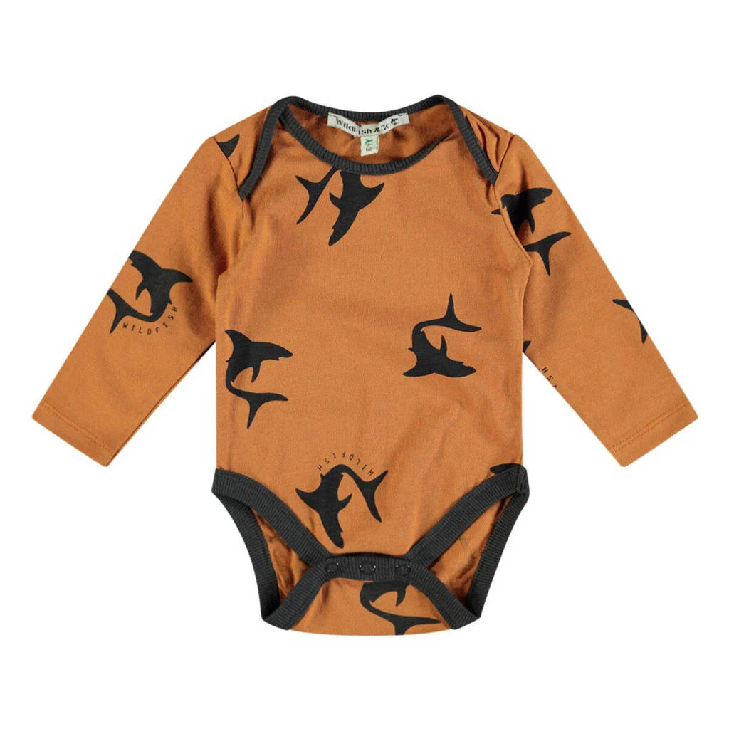 Wildfish romper met all over print oranjebruin/zwart