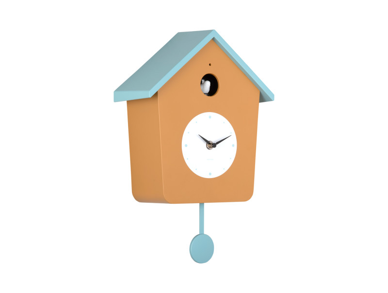 Wall Clock Cuckoo Light KA6044YE Ochre yellow & misty blue