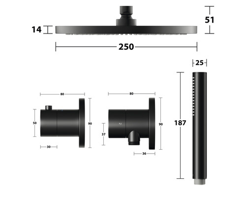 KEUCO Douchekraan IXMO SETS BLACK SELECTION DVGW gecertificeerd zwart mat 59602370001