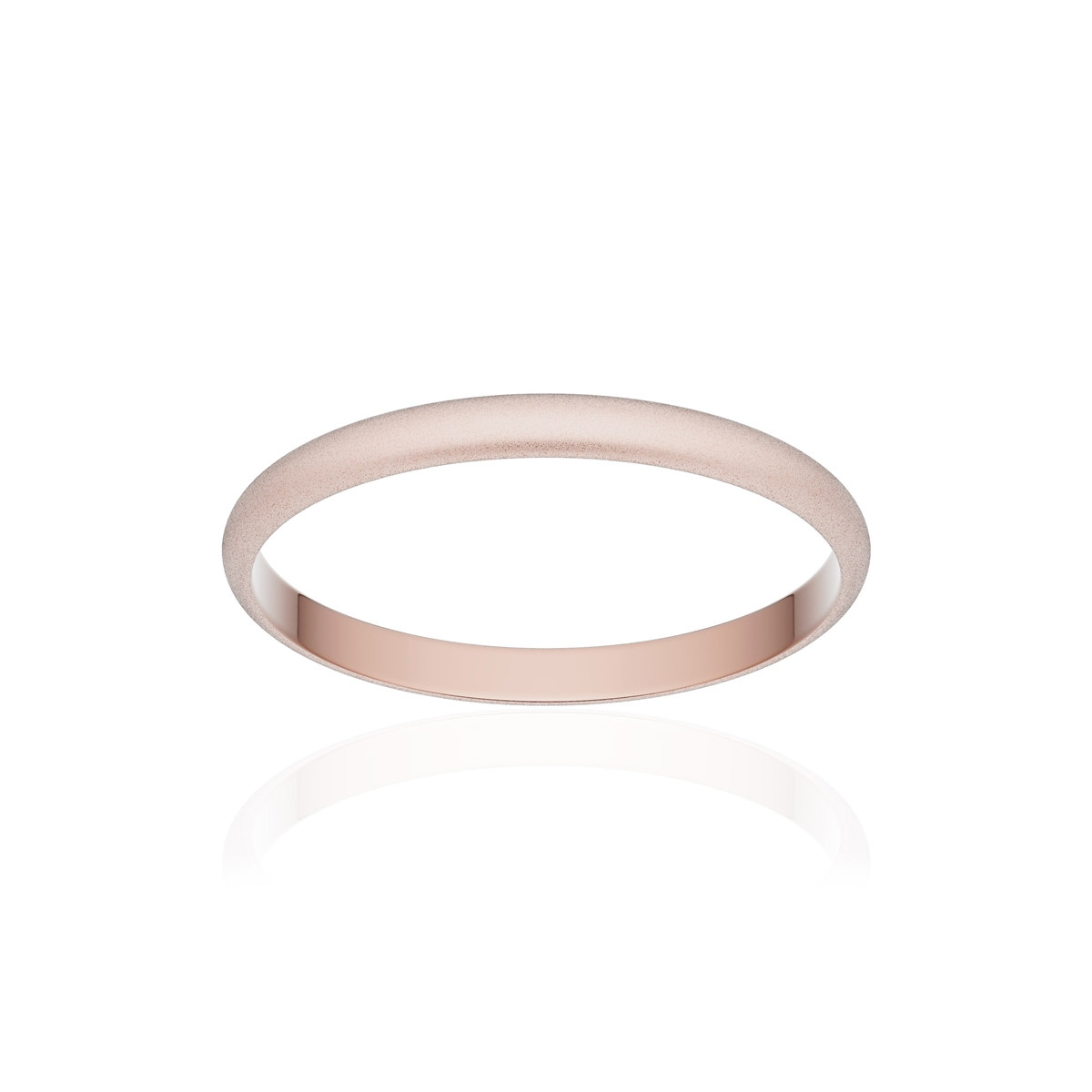 Alliance or 375 rose sablé ruban 2mm