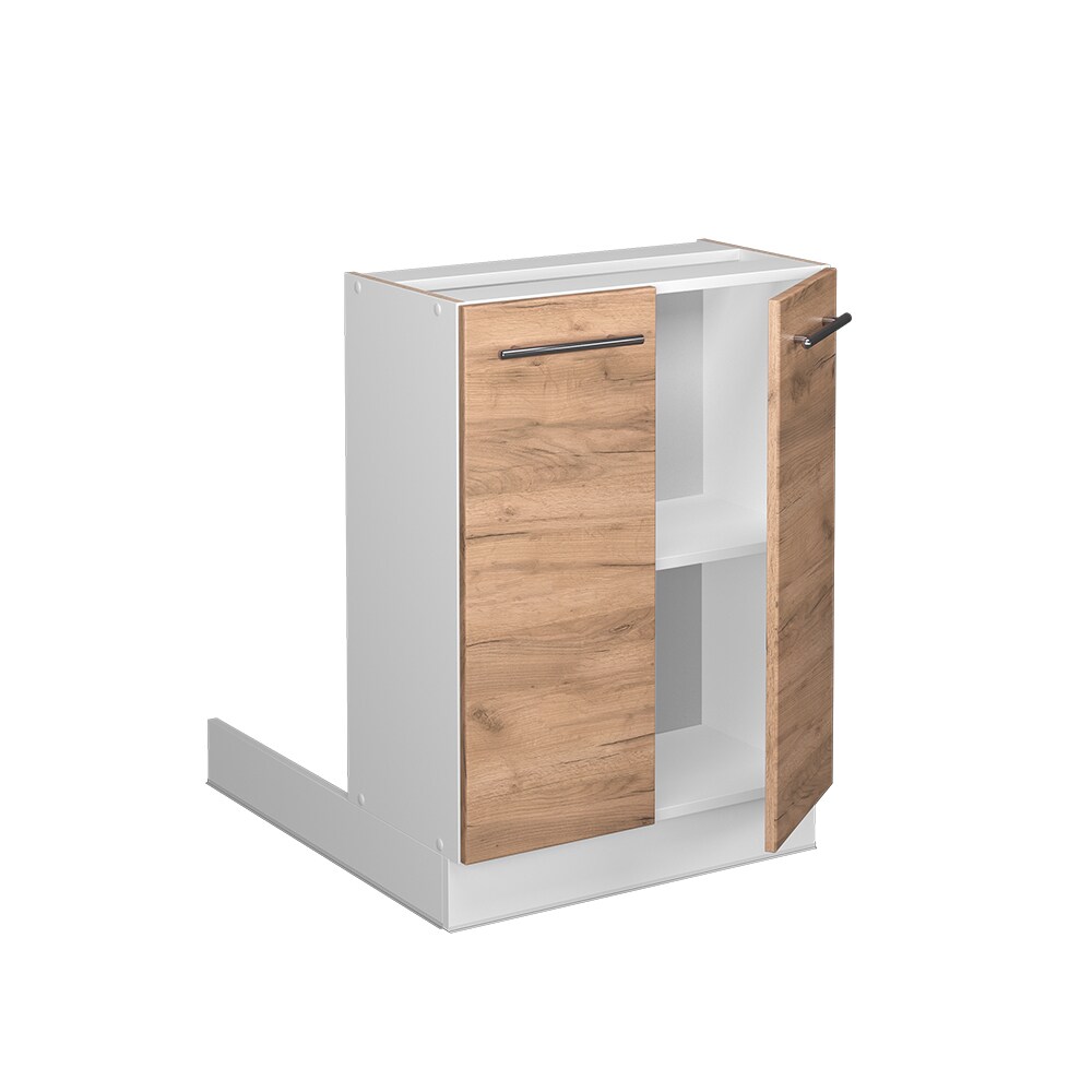 Vicco Regalinselunterschrank Küchenschrank Küchenmöbel Fame-Line Weiß Eiche Goldkraft 60 cm modern Küche Einbauküche Kücheninsel Drehtür Einlegeboden Blende Küchenunterschrank Küchenzeile