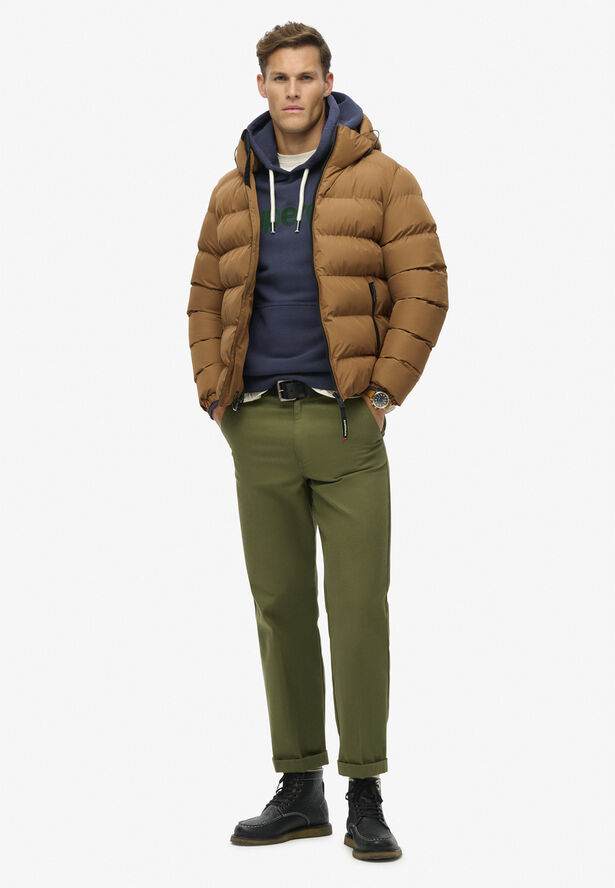 Superdry HOODED SPORTS PUFFER JACKET Denim co tobacco brown