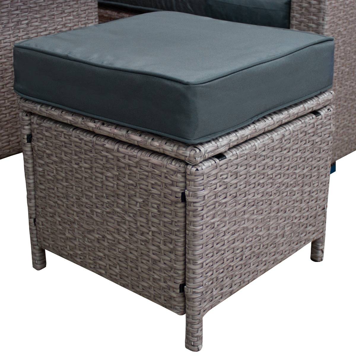 Conjunto de móveis de canto para jardim em rattan - Cinza