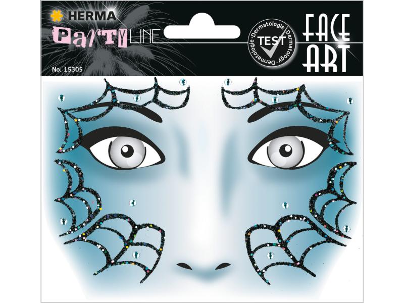 Herma Stickers Tattoos Face Art Spider, 1 Stück Gesicht Sticker für Halloween