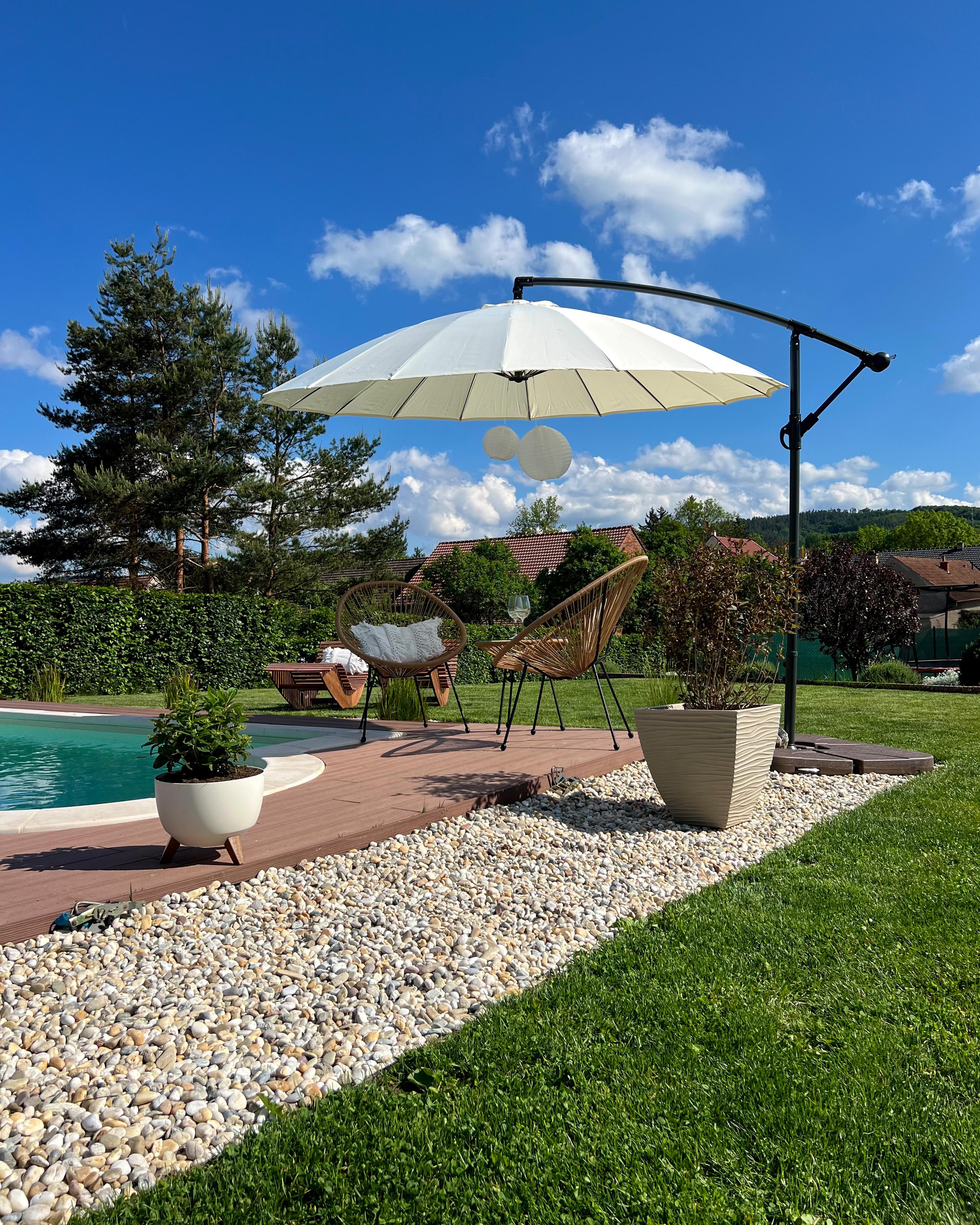 Zweefparasol 268 cm CALABRIA II Lichtgrijs