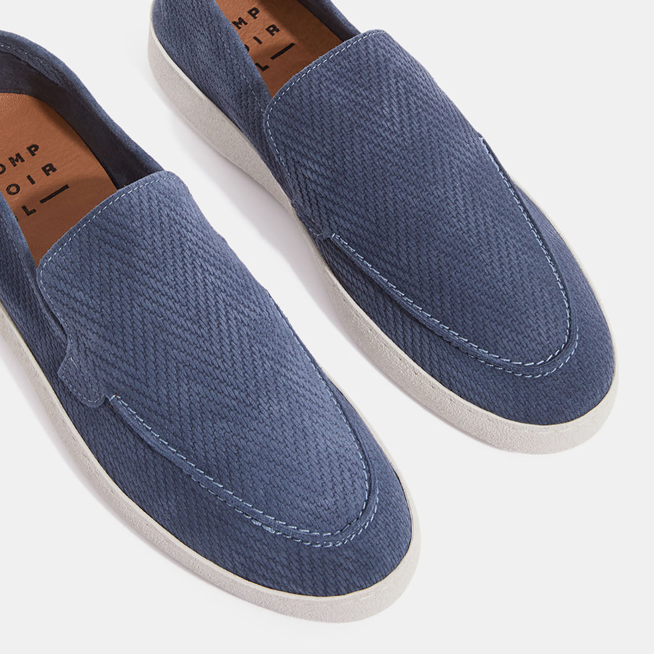 Comptoir GL Mocassins en Velours de Cuir embossés bleu jean