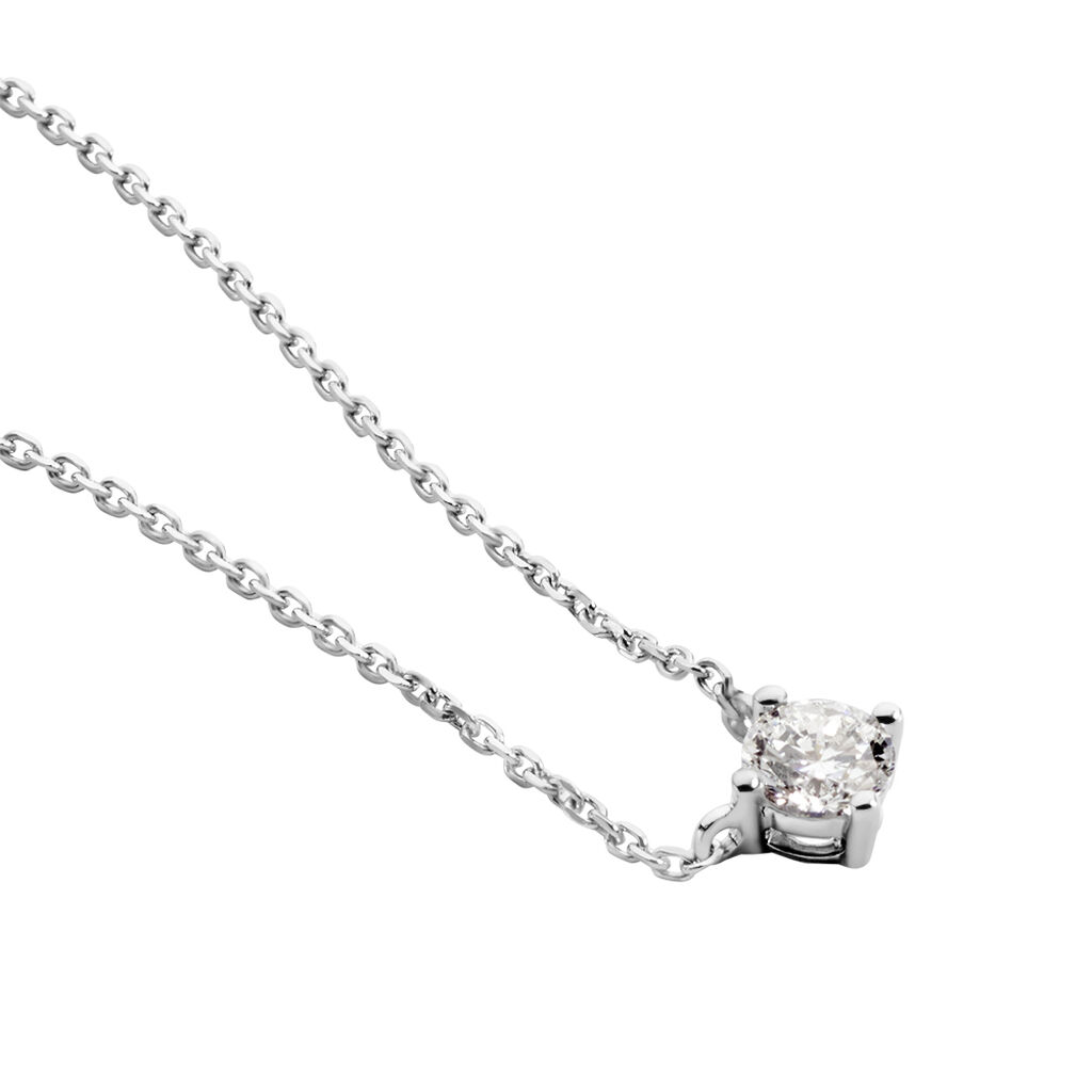 Collier Solitaire Victoria Platine Blanc Diamant