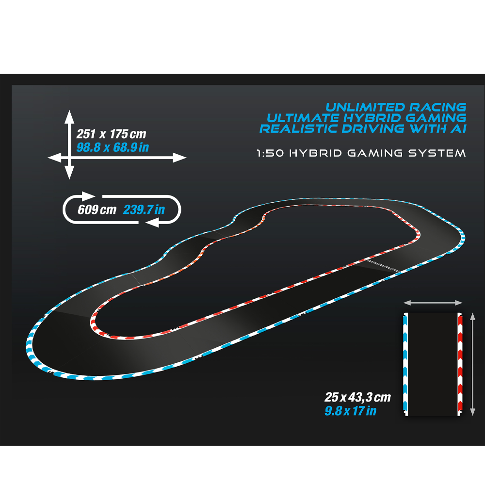 (6m) Hybrid Rennbahn Spielzeug Rennstrecke inkl. 2 Porsche Fahrzeuge / App Steuerung (50050001) - Speedway to Hell