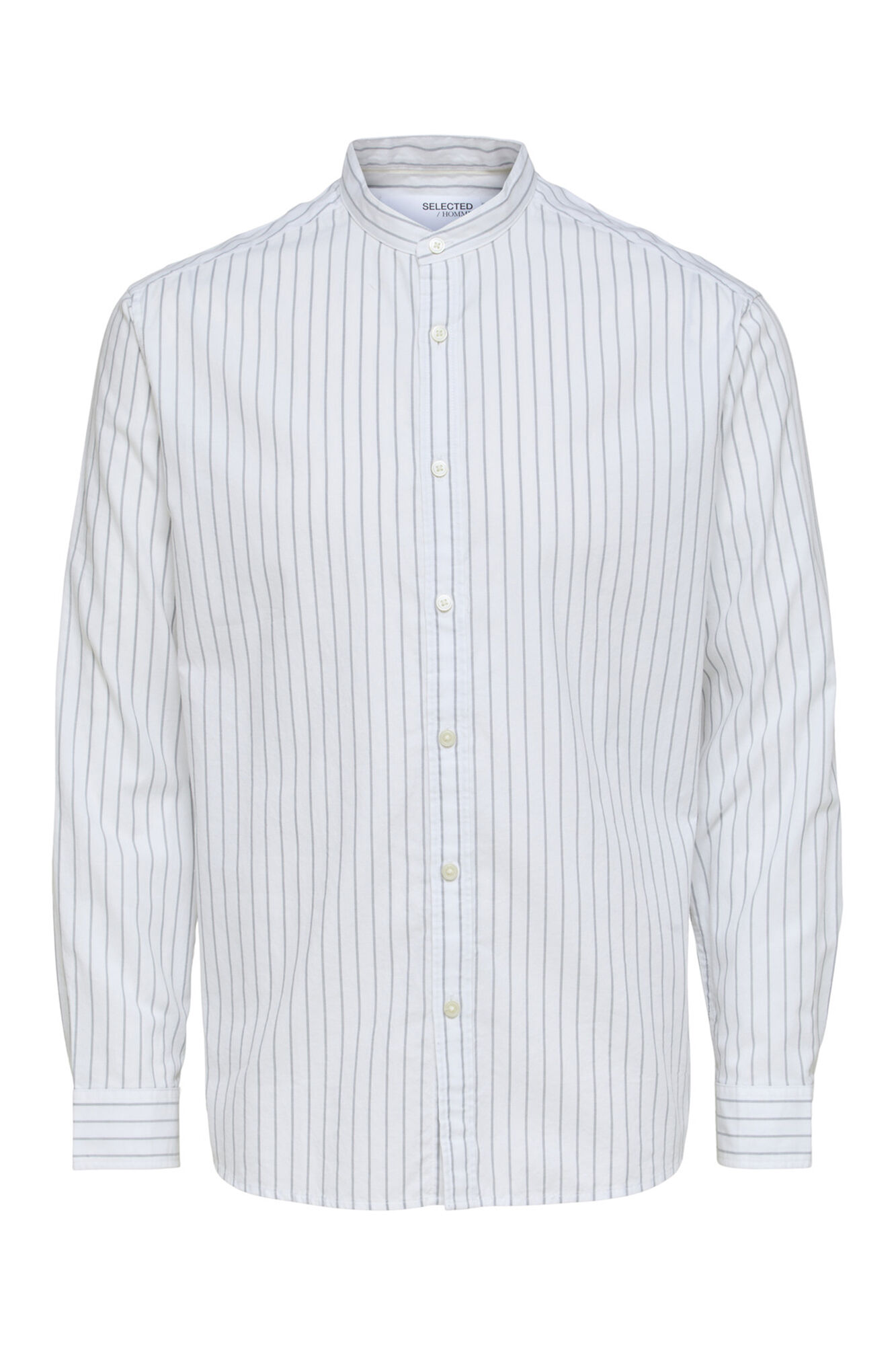 Camisa com gola mandarim, 100% algodão orgânico - Branca