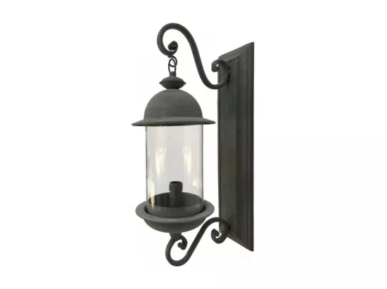 Lanterne extérieure murale applique bougie ancienne métal gris 46cm