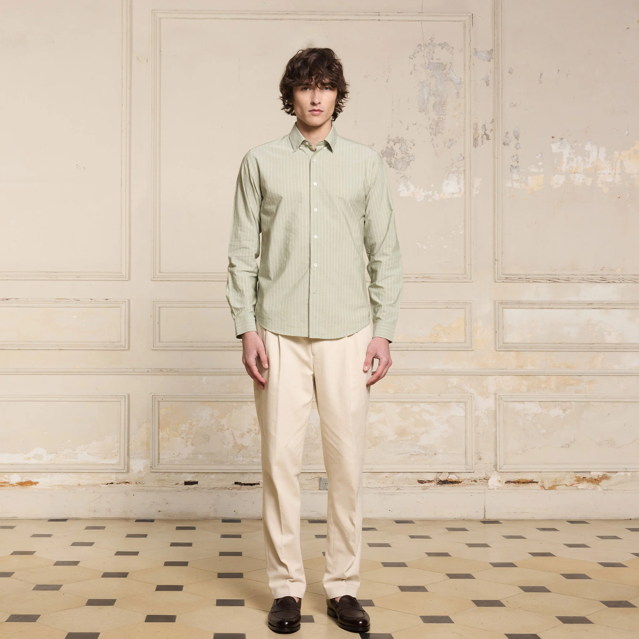 Sage green striped shirt